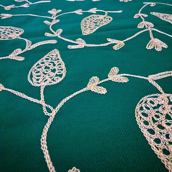 Kashmiri Luxurious Green and Gold Embroidered scarf/Throw Blanket